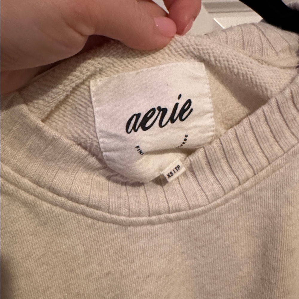 Aerie Crew Neck Sweatshirt in Heather Frost - Picture 3 of 3